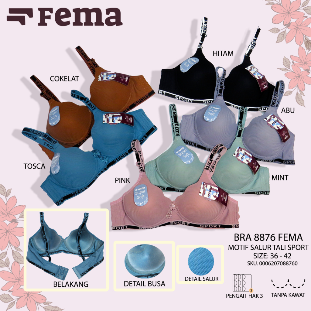 FEMA Official Shop 1 pcs Bra FEMA 8876 (207) Cup B Baru Pecah Telur