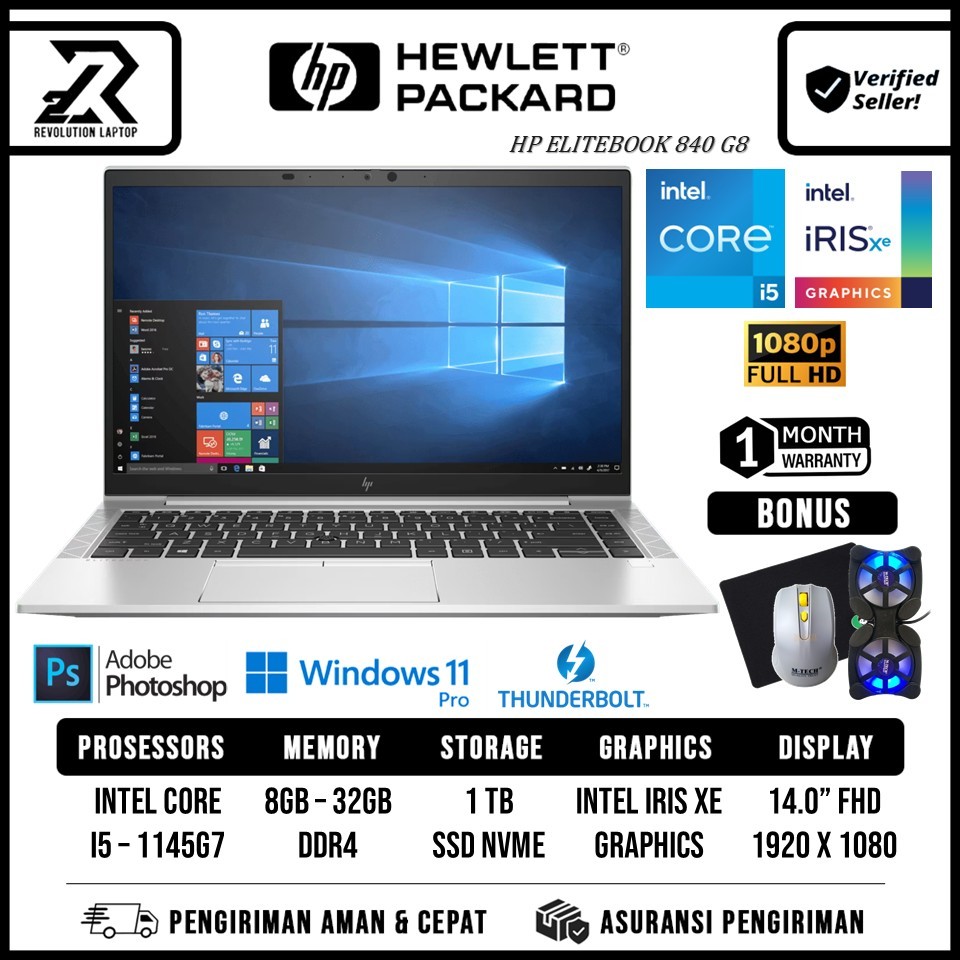 Laptop HP EliteBook 840 G8 Intel VPro Core i5 RAM 32GB 1TB SSD FHD IPS Windows 11 Pro