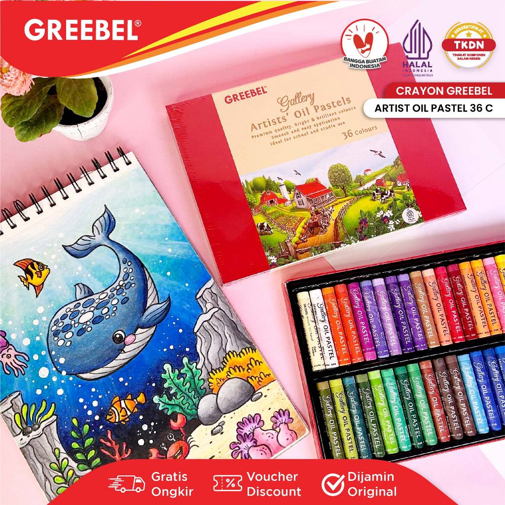 [12.12 TERMURAH] GREEBEL Crayon Artist 36 Warna / Krayon Artist Oil Pastel 36 Crayon Greebel