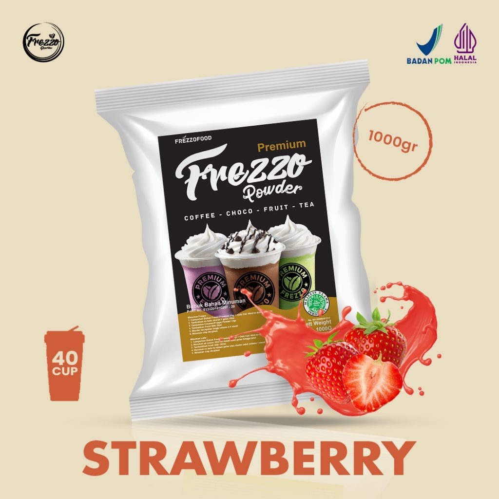 

Bubuk Minuman Rasa Strawberry Premium Frezzo 1kg/ Minuman Murah dna Enak Feezzo Premium