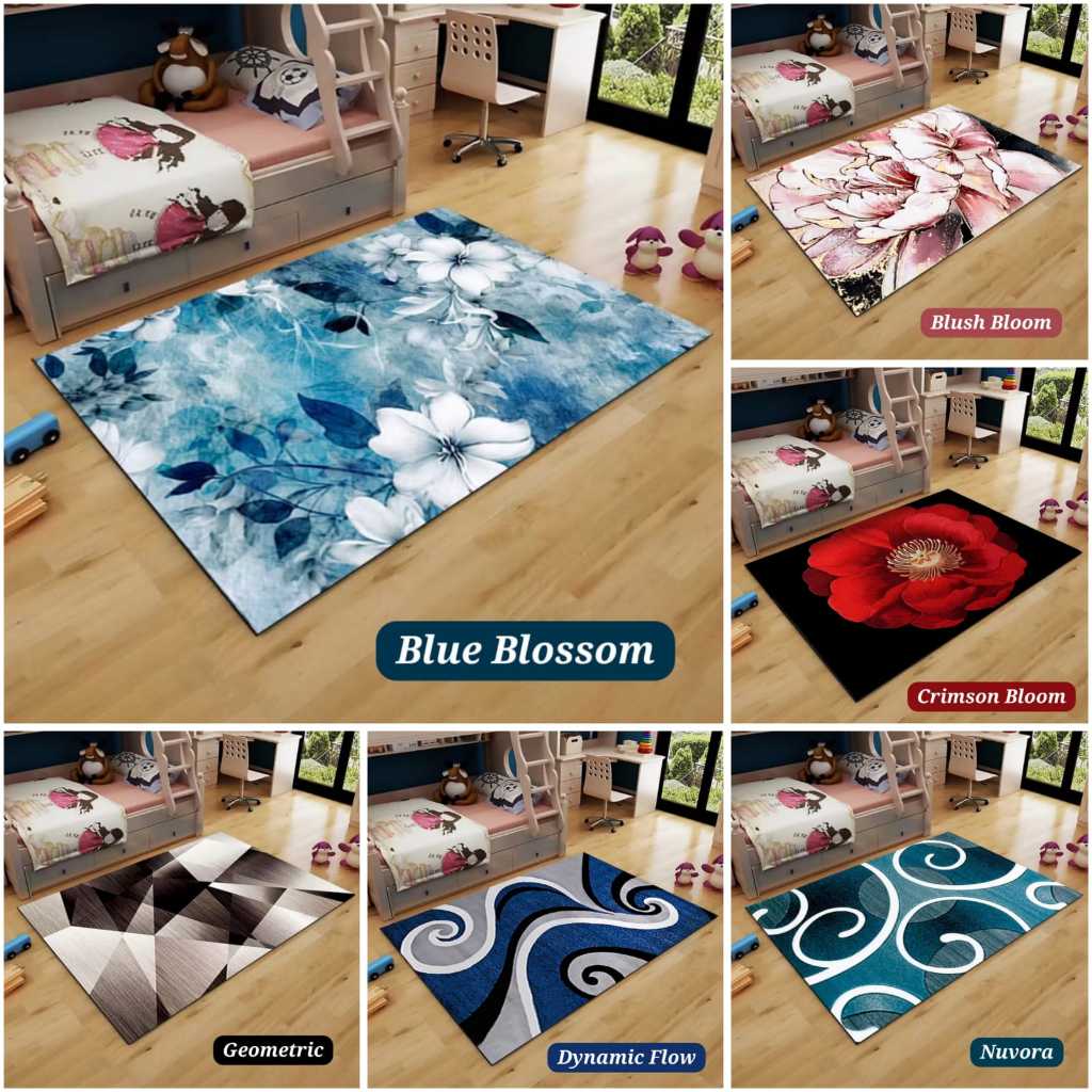 Karpet Lantai Aesthetic Ruang Tamu Size 140x195cm Style Eropa Import Polyester Lembut Tebal | Ambal 