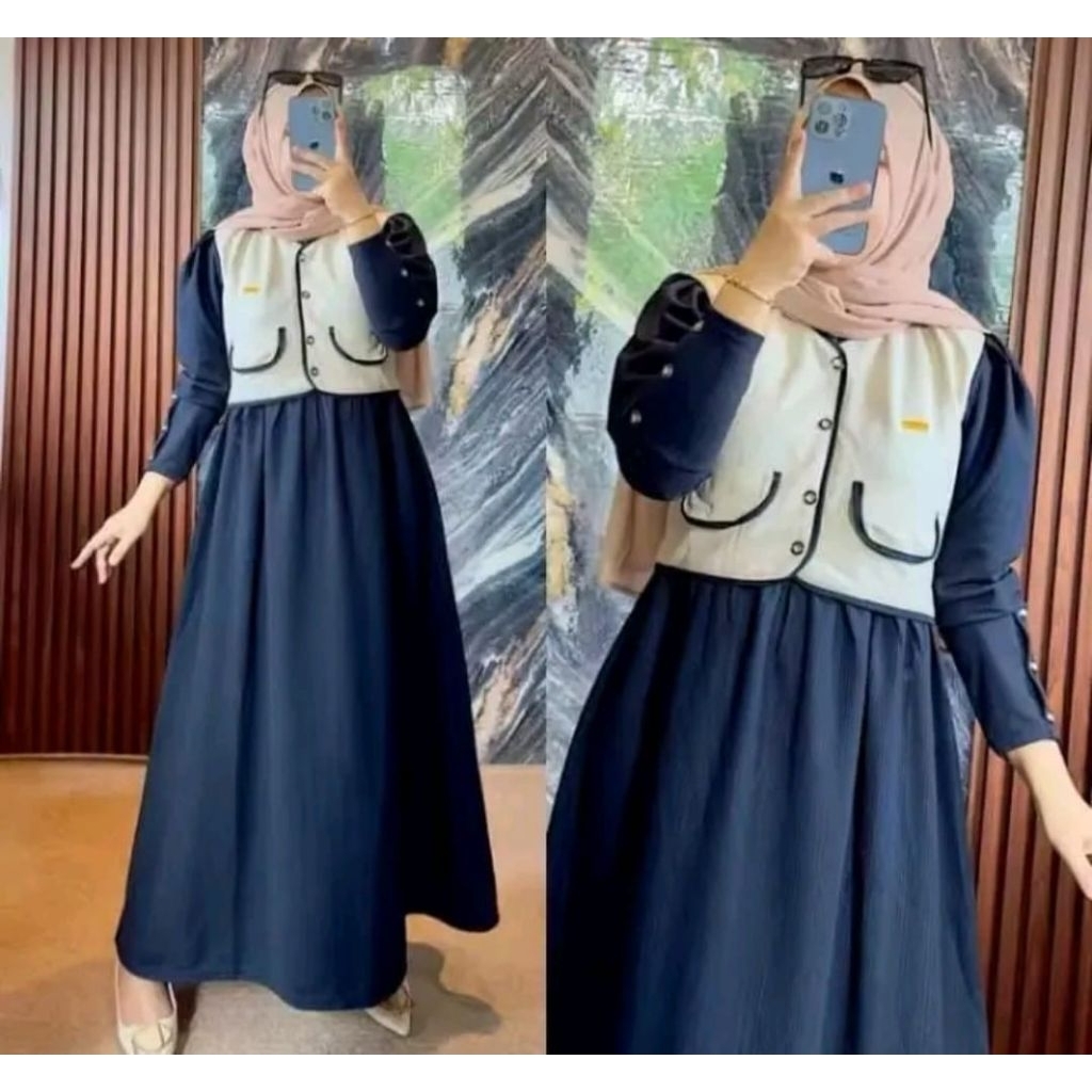 Livy Dres soft knit rompi gamis wanita remaja kekinian