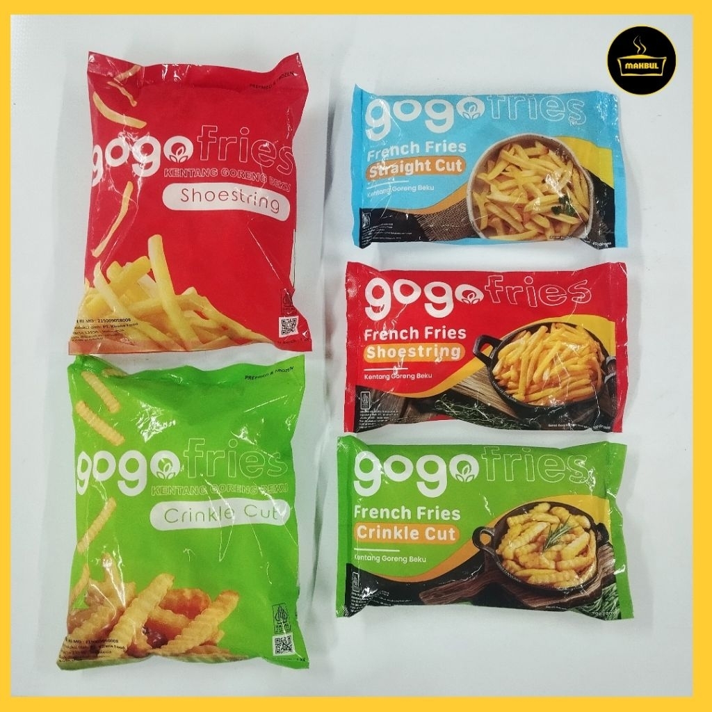 

GOGO Shoestring, Straight, Crinkle Cut Kentang goreng 400gr dan 1kg