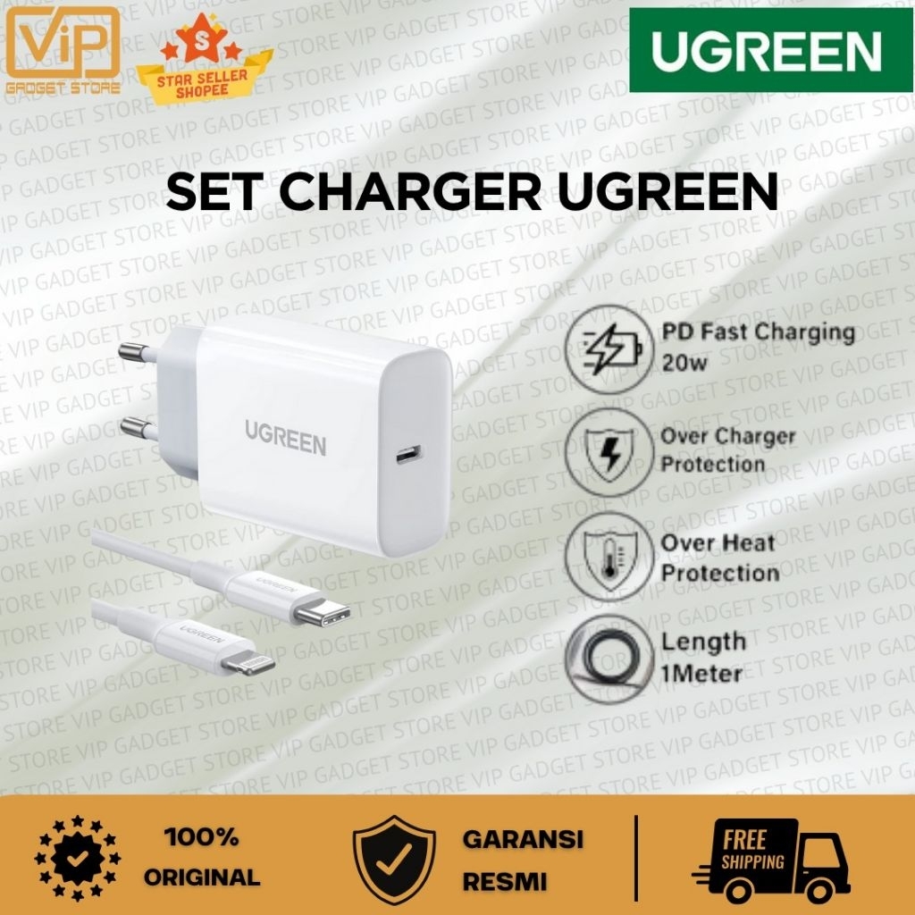 Set Charger Ugreen MFI Type-c to Lightning 20W