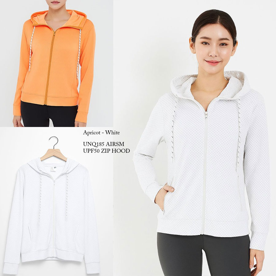 [shp] UNQL 185 AIRsm UPF50 Zip Hoodie Jacket - Outer Jaket Putih / Pink Wanita Branded