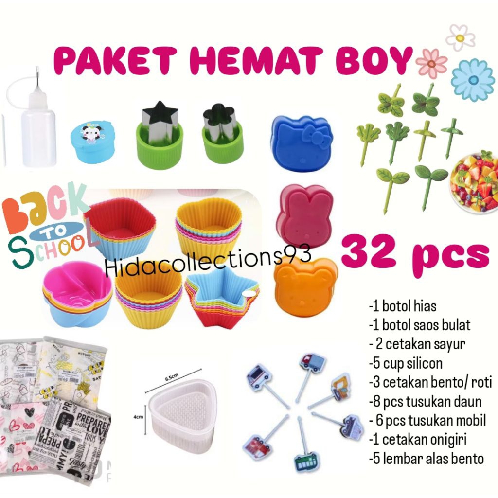 paket bento anak/cetakan bento bekal anak lengkap/cetakan onigiri/bekal anak