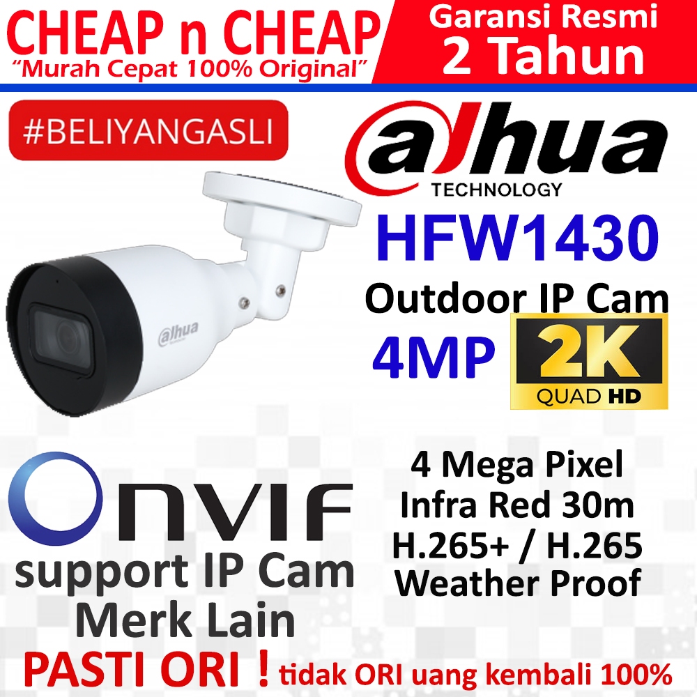 IP Cam Dahua 2K+ 4MP Outdoor HFW1430 - IP Camera ONVIF