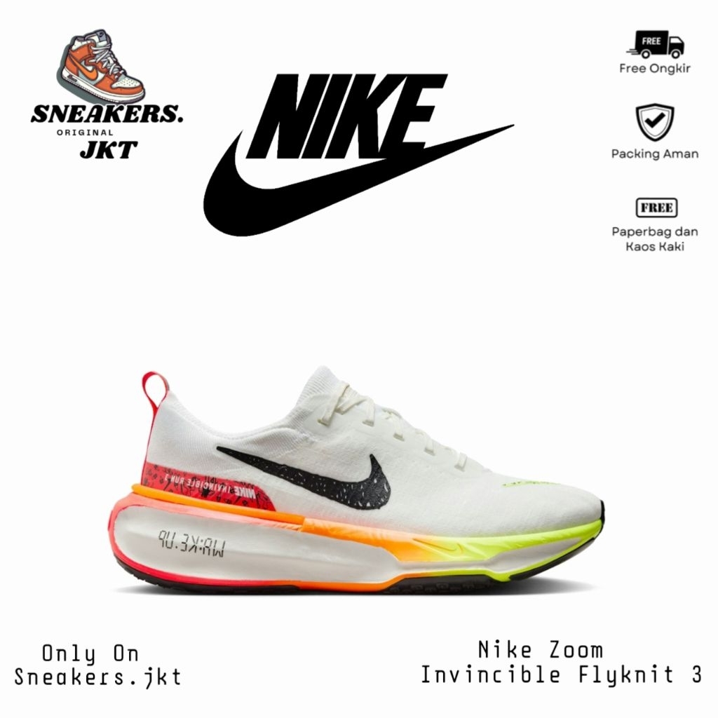 Sepatu Running Nike Zoom x Invincible Run Flyknit 3 White Bright Crimson Men's Original