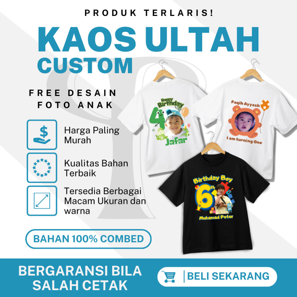 Kaos couple ulang tahun anak custom | kaos ultah couple keluarga Free nama,angka,foto anak, dan requ