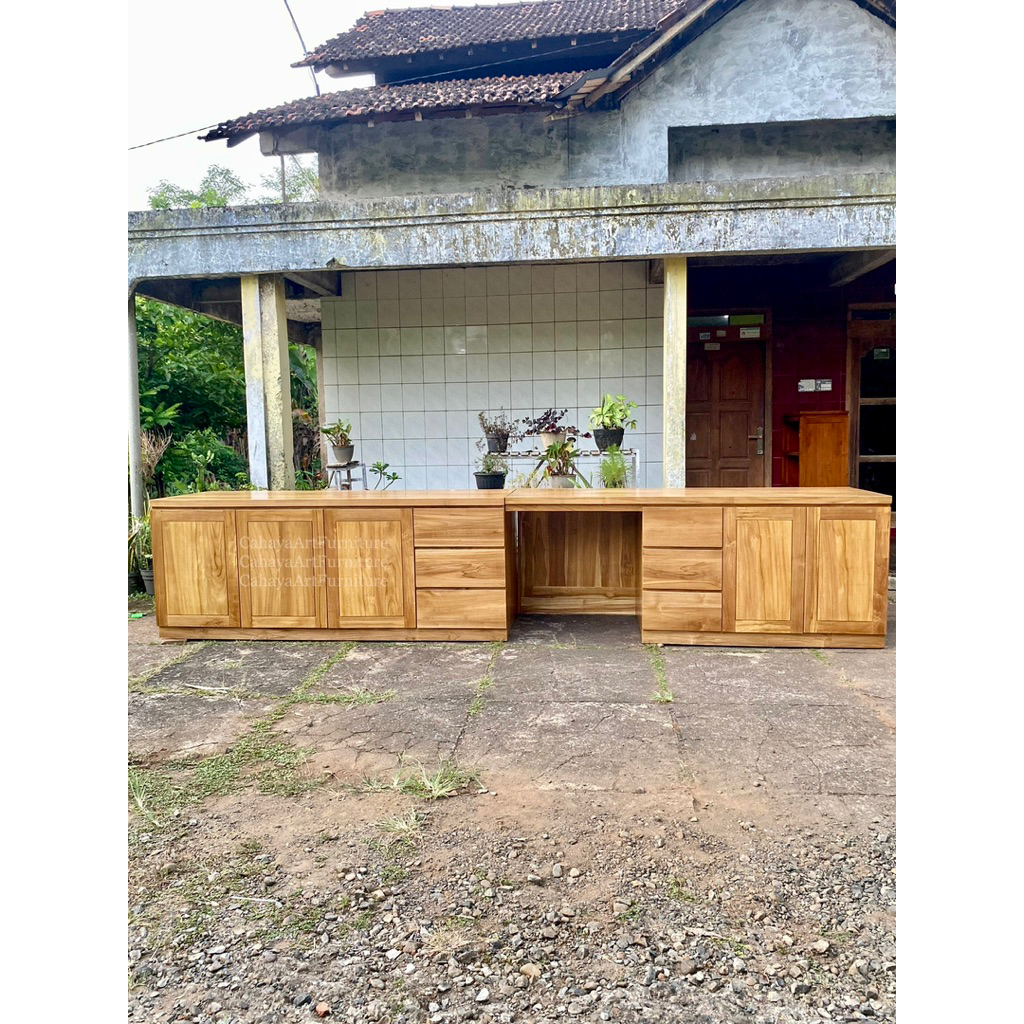 Meja Kantor Minimalis Kayu Jati costum , meja direktur kayu jati , meja staf kantor minimalis