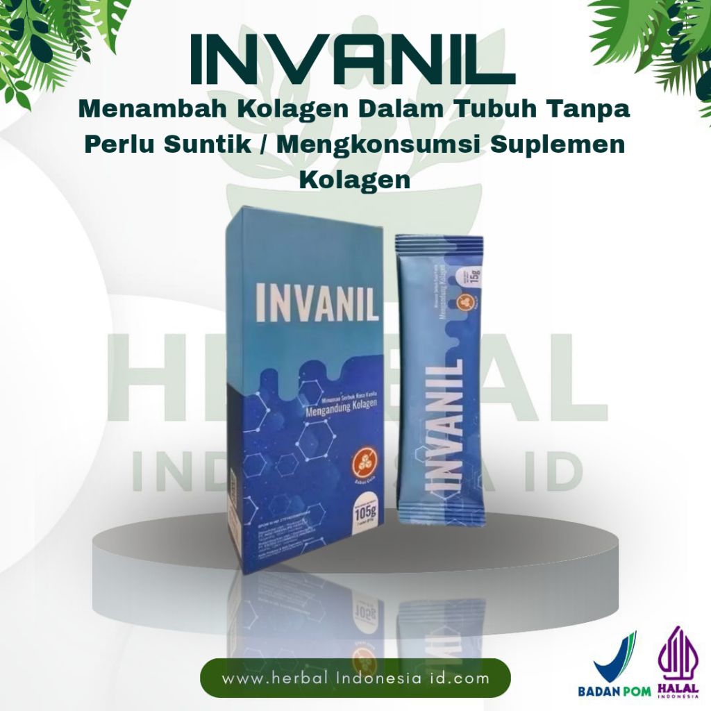 

INVANIL ORIGINAL Minuman Serbuk Solusi Untuk Menambah Kolagen Dalam Tubuh 100% Bahan Alami