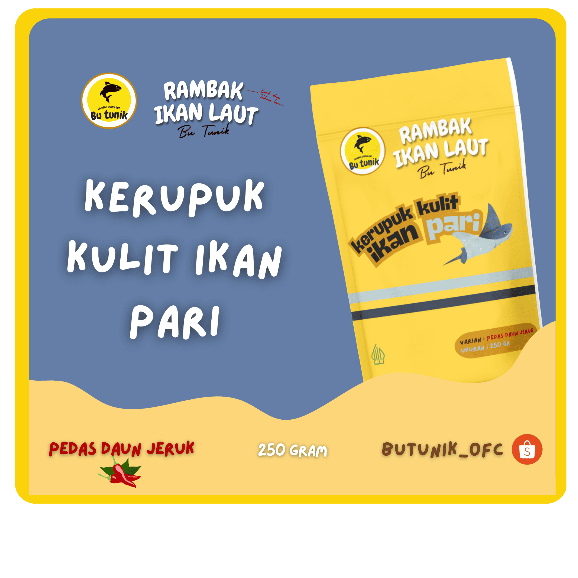 

KERUPUK KULIT IKAN PARI | 250 GR | ALL VARIAN | RAMBAK IKAN LAUT BU TUNIK | KHAS BANYUWANGI