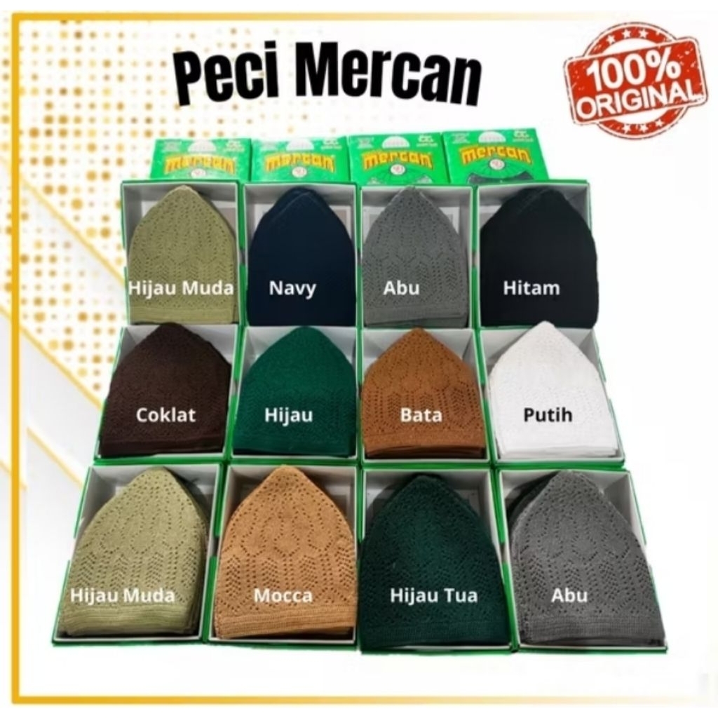Peci Rajut Mercan Original – Peci Sholat / Kopiah Muslim Pria Dewasa