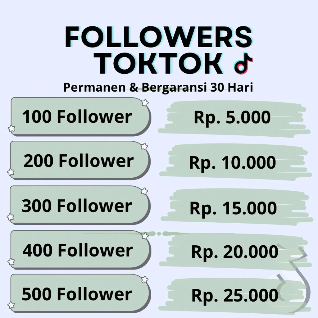 Akun TikTok Real Followers Indo Permanen 100-900 Folls No Live