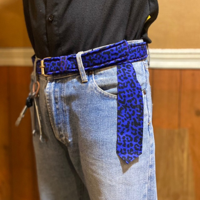 Ikat Pingang Leopard Bandana gesper Bandana Leopard Belt Slayer Biru
