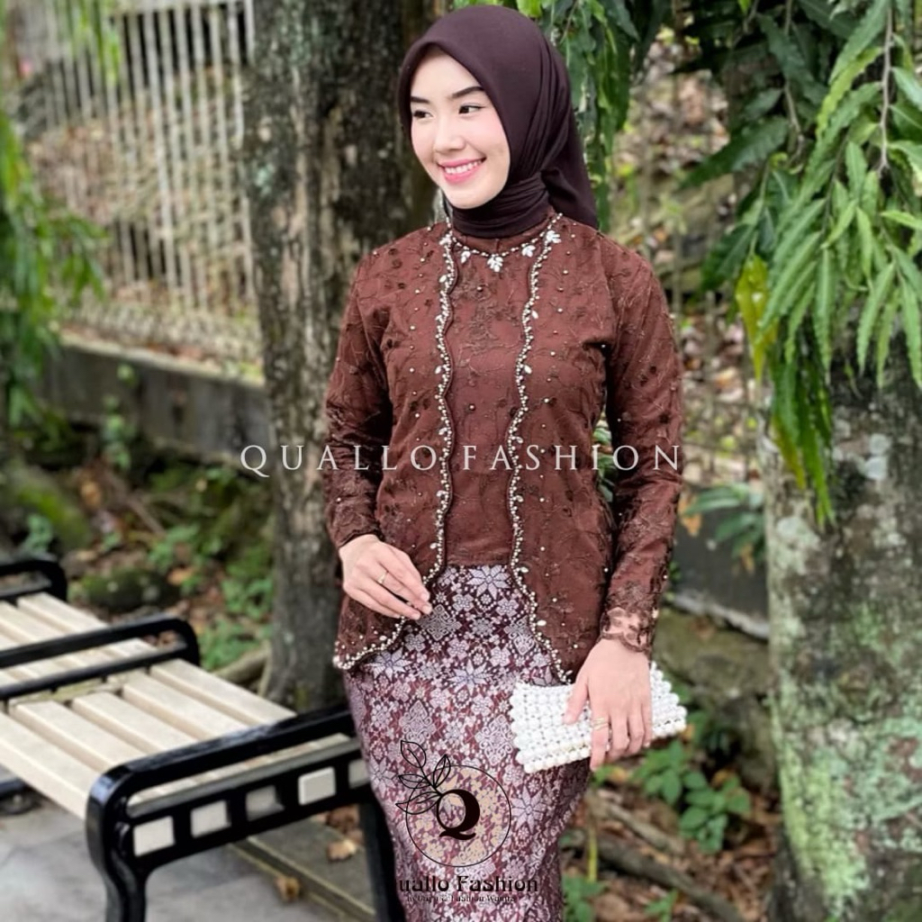 Quallo | SET Kebaya Wisuda KYLA Voll II -  Kebaya Wanita Lace Berfuring Baju Formal Kondangan, Lamar