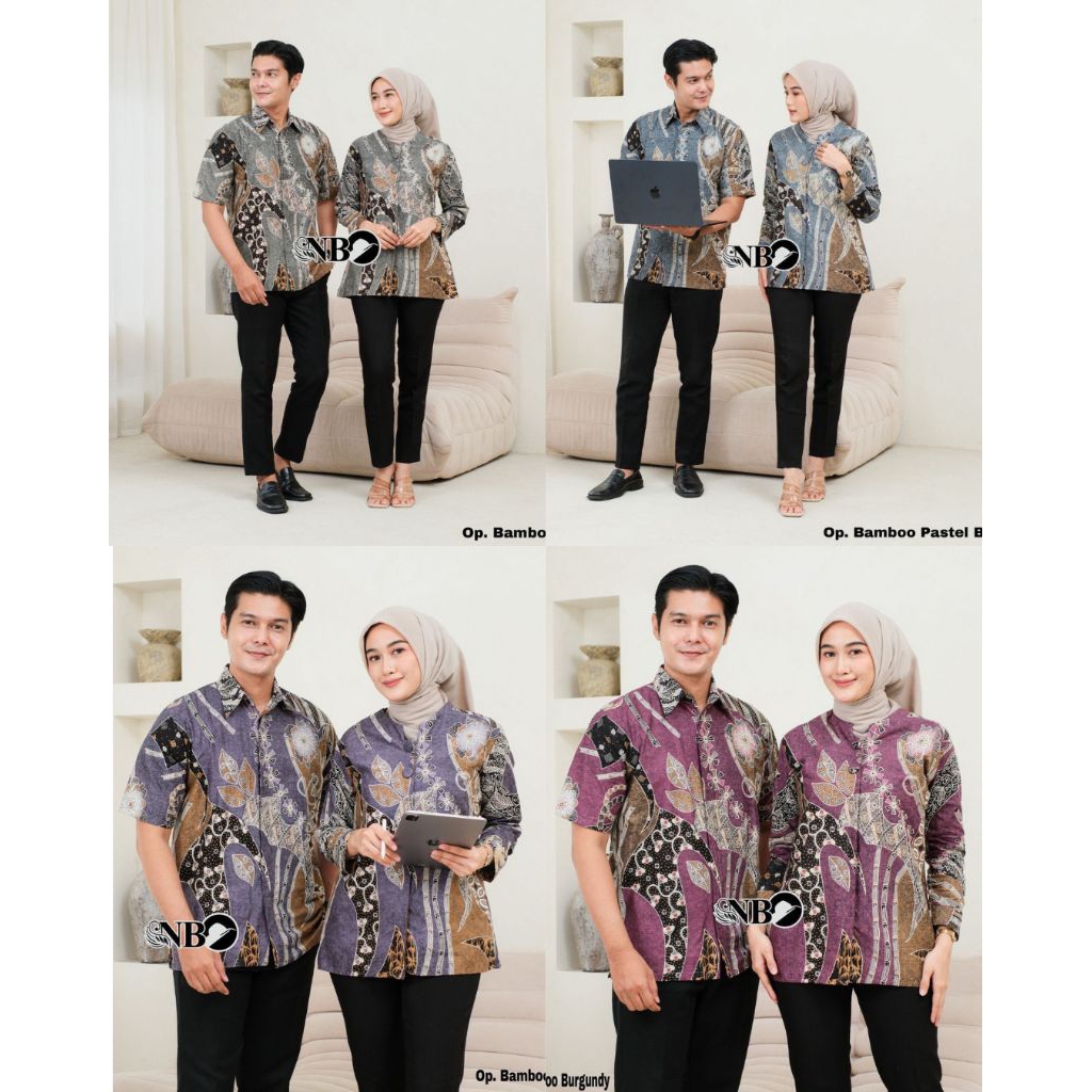 Batik Couple Modern (BATIK TRUNTUM) - Baju Batik Couple Modern Blouse Resleting Depan Kemeja Batik L
