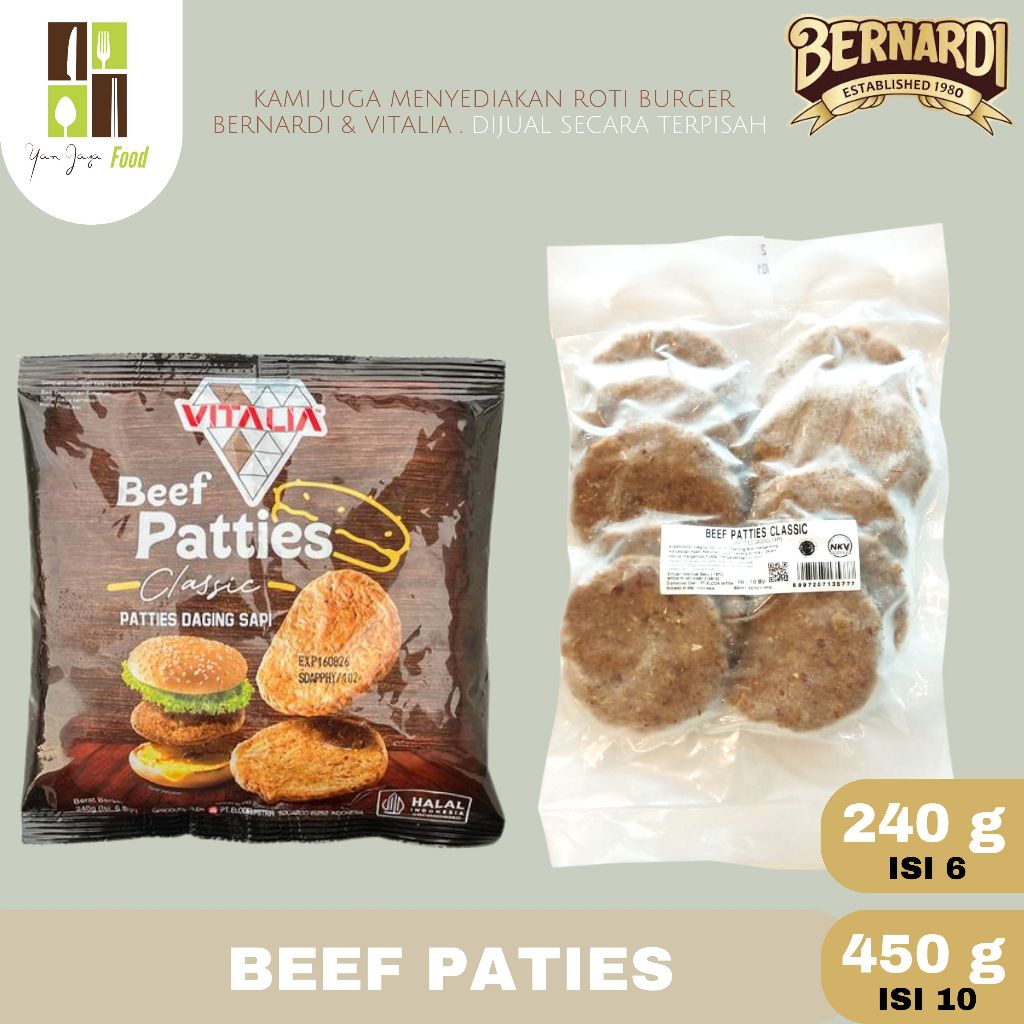 

Beef Patties Classic Bernardi Isian Burger Isi 6 [240G] / isi 10 [450g]
