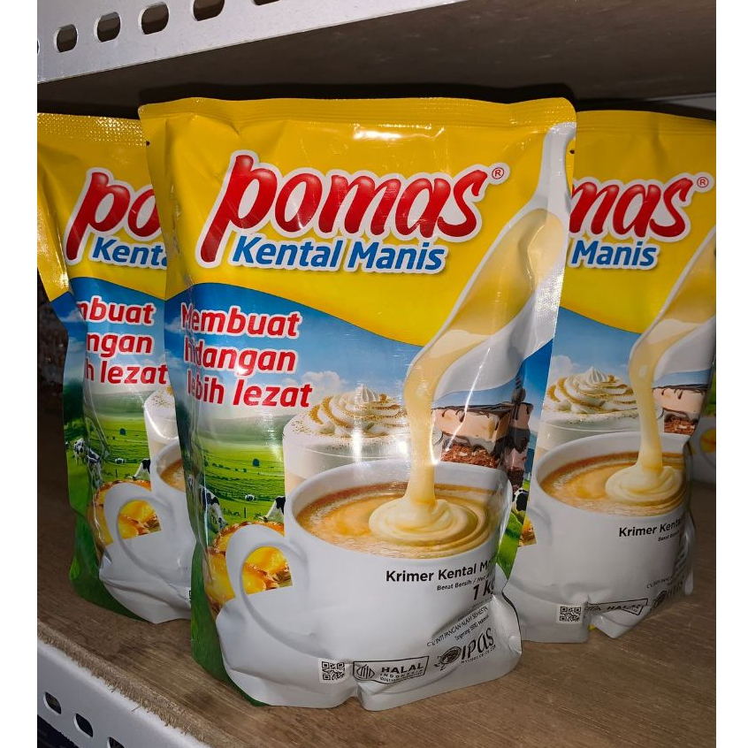 

pomas kental manis / krimer kental manis 1kg / Susu Kental Manis Pomas 1kg / Susu Pomas Pouch 1KG / SKM / Susu Krimer Kental Manis Pomas