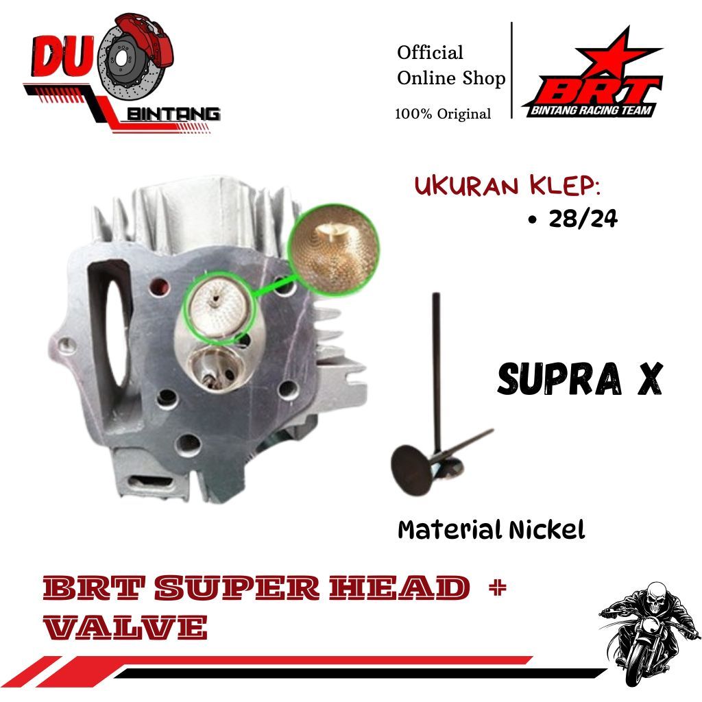 BRT Head Silinder Kop + Klep Nickel Bronze Papas Porting CNC Supra Grand Legenda C100 Astrea