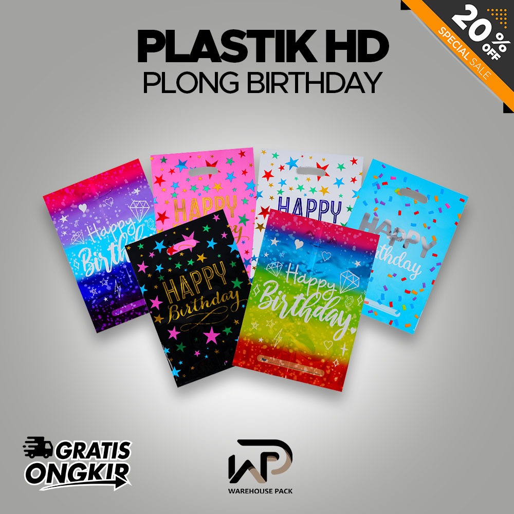 

( 1 Pcs ) Plastik Snack Ulang Tahun | Plastik Jinjing Plong Motif Happy Birthday | Kantong Plastik Souvenir Gift Bag