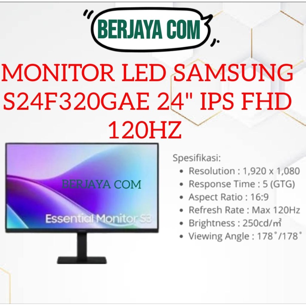 Monitor Led Samsung S24F320GAE 24" inch Fhd Ips 120Hz - Monitor Komputer - Led Cctv