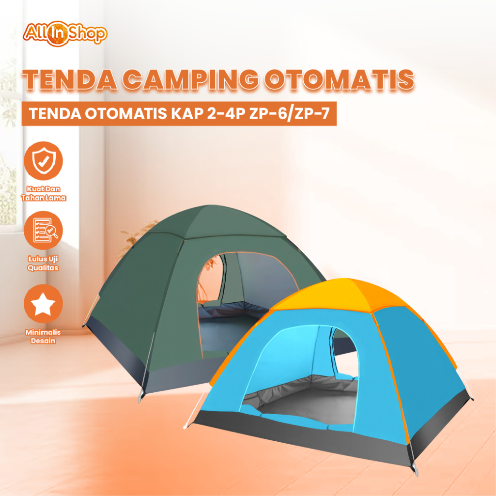 Tenda Camping Kapasitas 2-4 Orang Tenda Otomatis Outdoor Indoor Tenda Gunung Anti Air Allinshop_