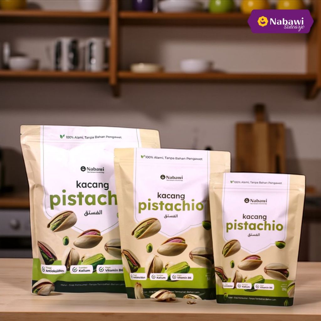 

Kacang Fustuk Pistachio Kacang Ketawa Khas Arab/Oleh Oleh Haji Umroh Nabawi Sidoarjo