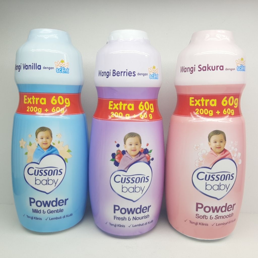 CUSSON BABY POWDER )  ĹEMBUT DI KULIT BABY 200g  + 60g