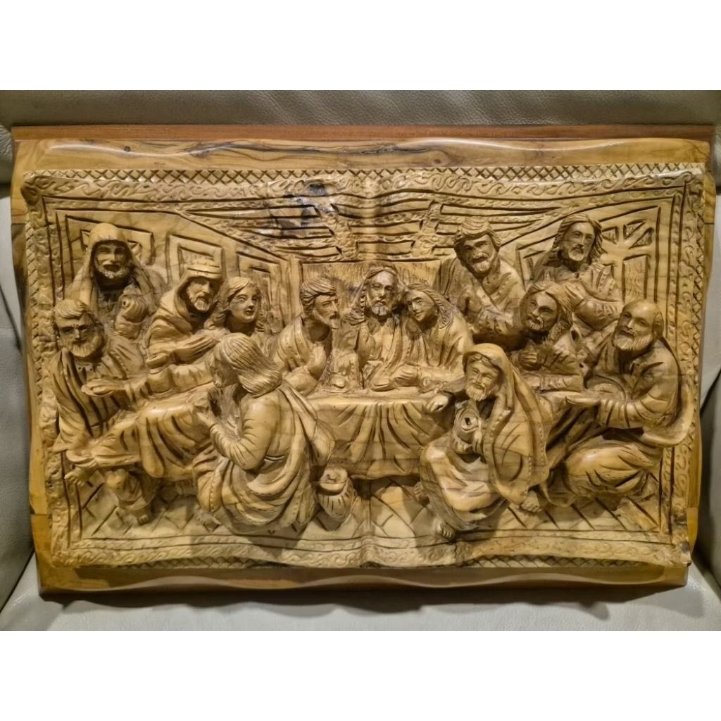 Perjamuan Terakhir Ukiran Kayu Zaitun ASLI