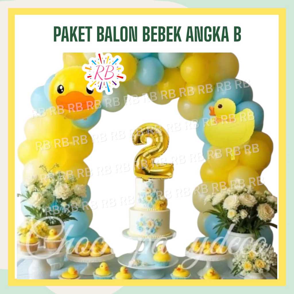 Paket Balon BEBEK ANGKA B / Dekorasi Ulang Tahun BEBEK