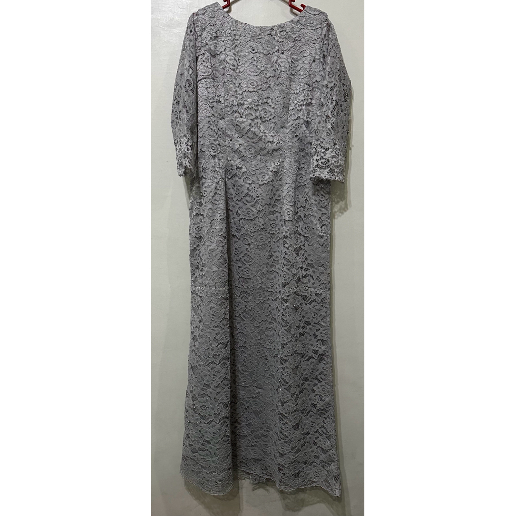 Baju Dress brokat abu wanita dewasa