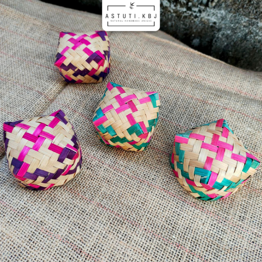 BESEK MINI WARNA BELANG 5CM | hiasan | besek kecil | besek bambu | besek belang | wadah aksesoris