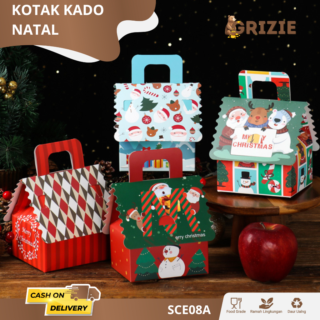 

Kotak Kado Natal Mini / Kotak Coklat Permen Cookies Christmas / Box Kado Natal / Kotak Mika Tenteng | Goodie Bag | Box Hampers | Box Bingkisan Box Hadiah Christmas Natal SCE08A