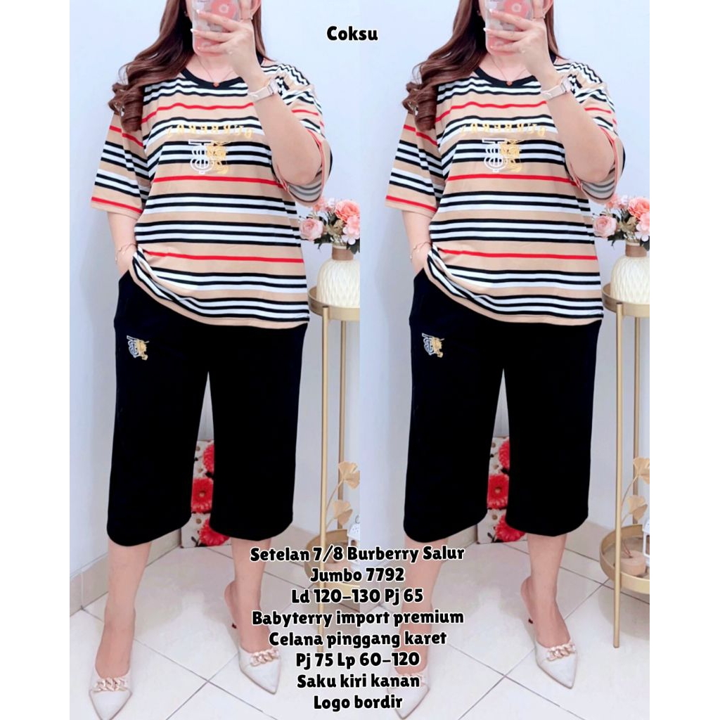 Set 7792 Setelan 7per8 Salur Jumbo