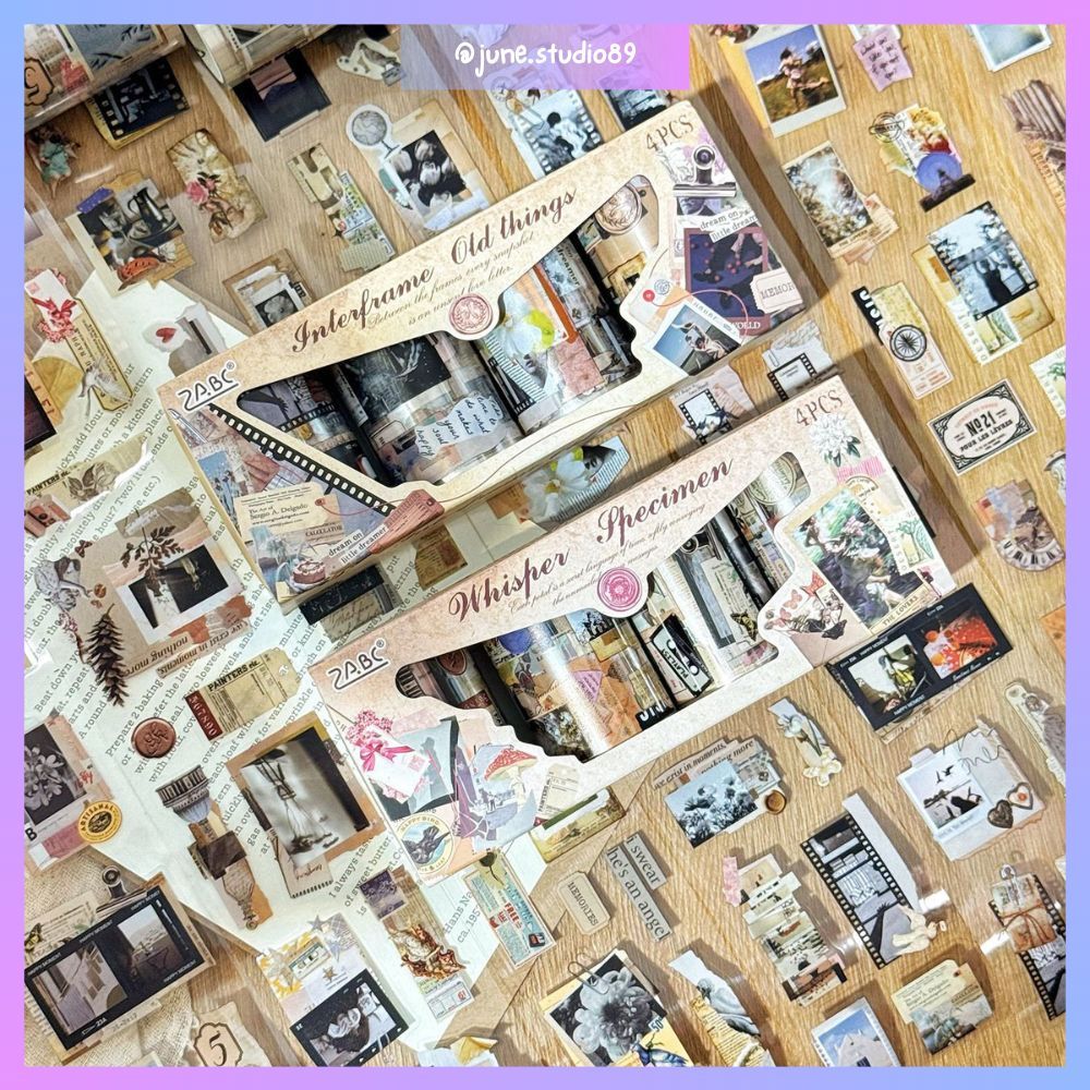 

[JUNE] WT Satuan / Per Box 6cm x 2m Floating Memory Deco Sticker Frame Retro Vintage Memories Random Washi Tape Aesthetic Journal Kit Starter DIY Material Scrapbook Buku Harian PET Junk Jounal Selotip