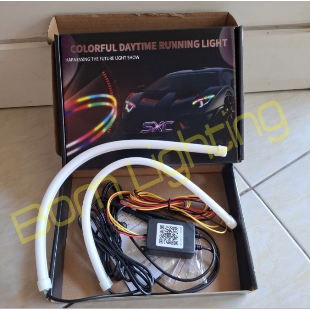 Lampu Alis RGB Android Hp 210 Warna | Alis Drl Led RGB Android 210 Mode 30cm.