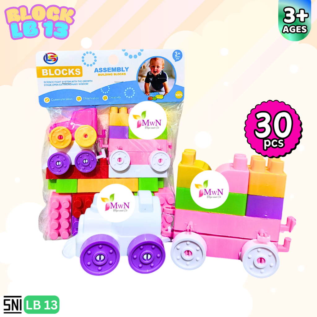 MWN Mainan Building Block Assembly Kereta isi 30pc LB13