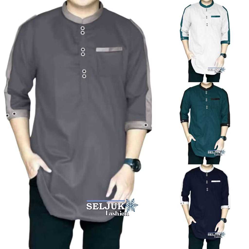 Baju Koko Pria Koko Zaka Lengan 3/4 – Desain Modern, Nyaman & Stylish