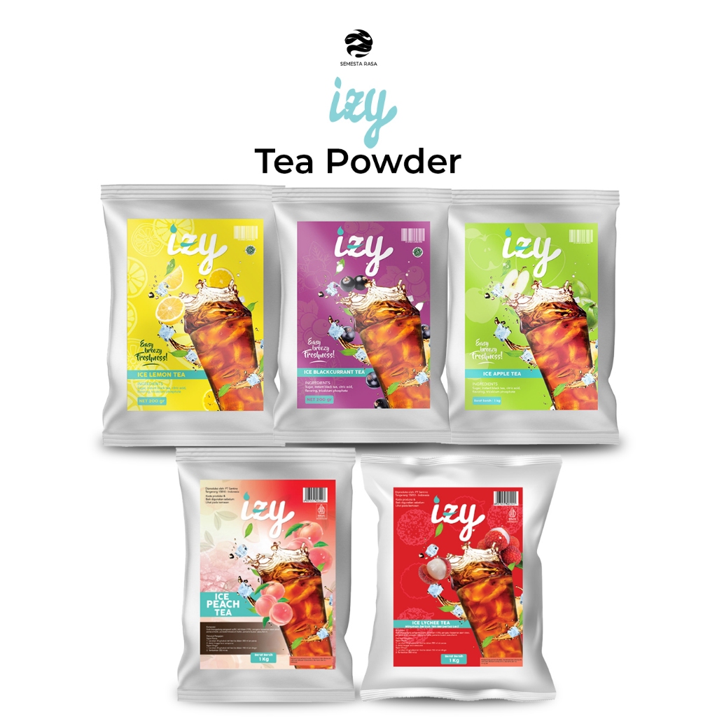 

IZY Tea Powder All Flavors 1kg | Powder Teh Rasa Lemon, Blackcurrant, Apple, Peach, Lychee