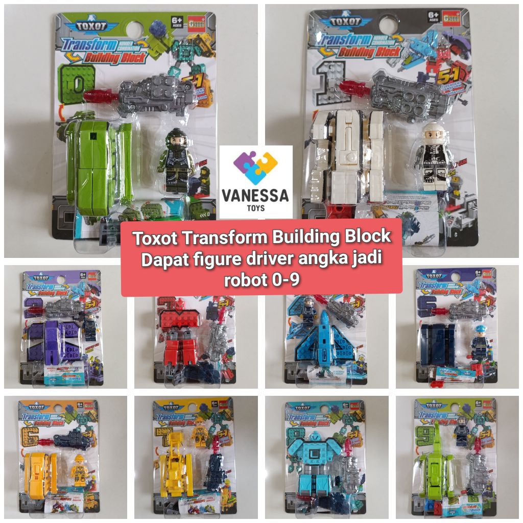 Toxot Pocket Morphers Transform Building Block Mainan Robot Angka 0 s/d 9 bisa digabung jadi Robot G