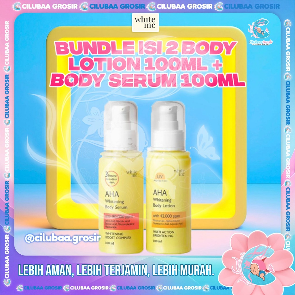 [BUNDLE] WHITE INC AHA Body Serum 100mL & Body Lotion to Whitening & Moisturising 100mL || Hand Body