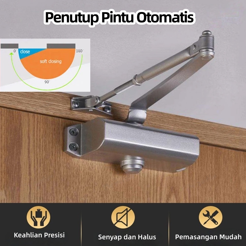 Penutup pintu otomatis untuk pintu geser rumah tangga, perangkat penyangga hidrolik, penutup pintu t