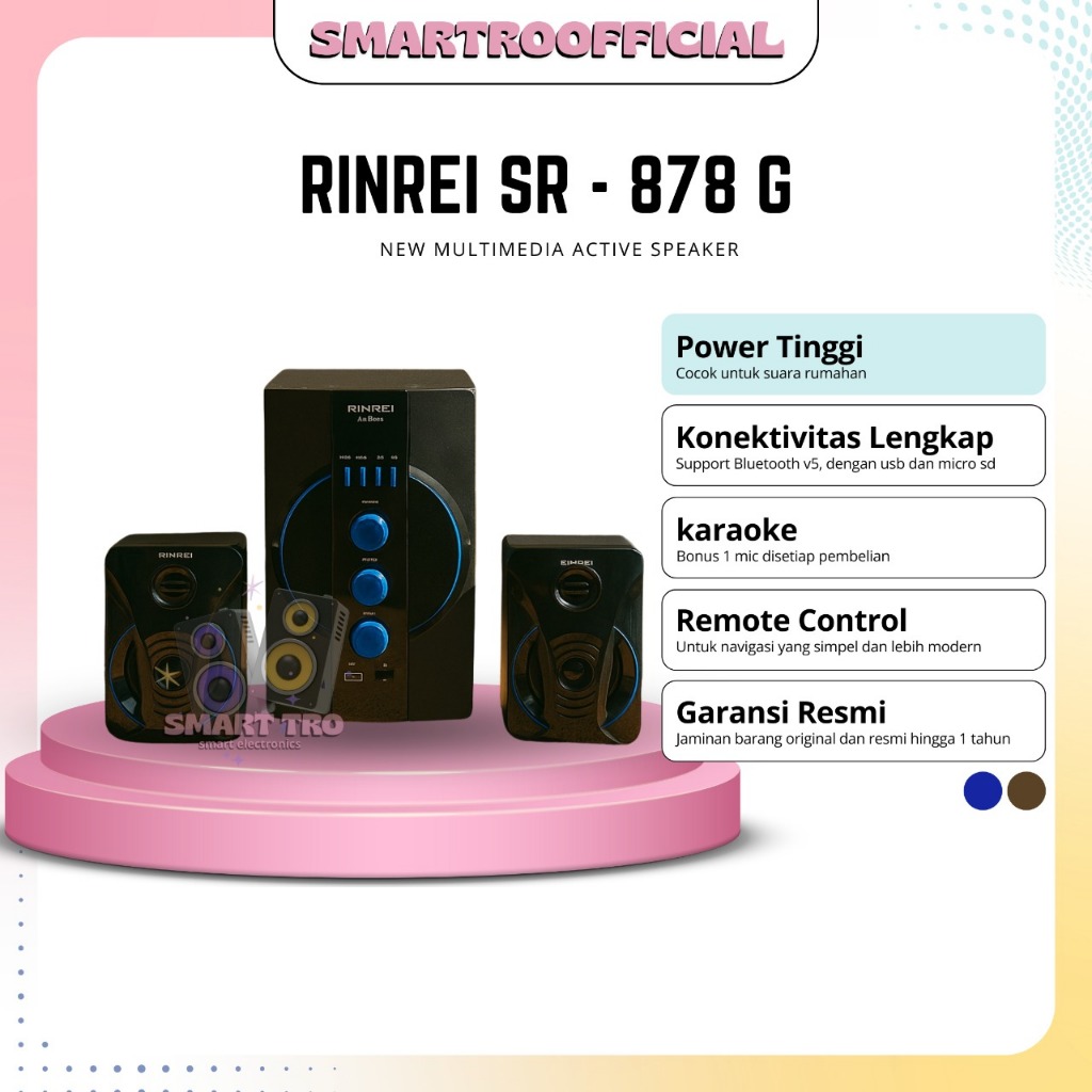 SPEAKER BLUETOOTH KARAOKE MULTIMEDIA RINREI SR-878G BONUS MIC