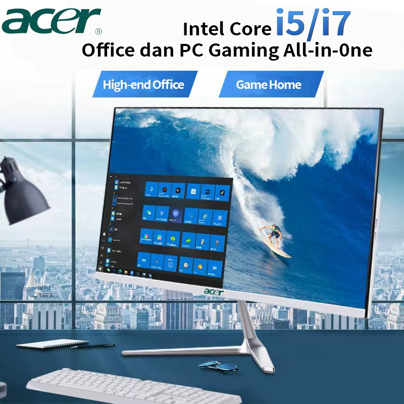 ACER All-in-one PC desktop kantor/gaming  baru i5/i7 Komputer Full set  19/22/24/27 inci keyboard da
