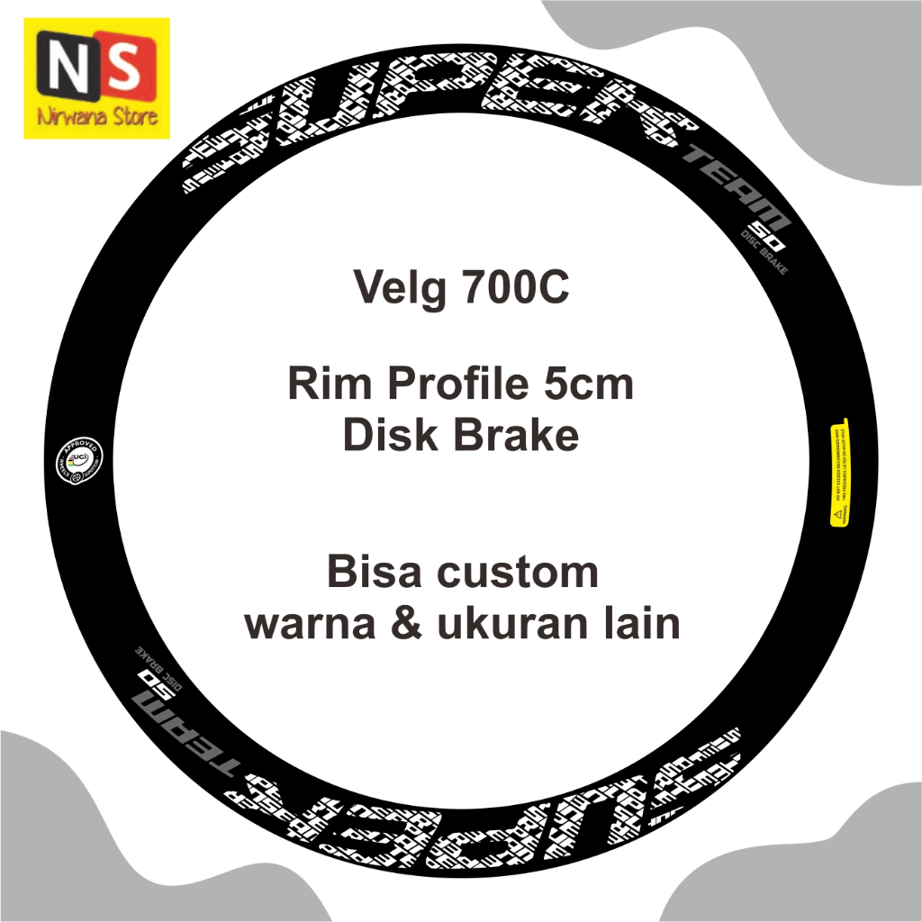 Cutting Stiker Rim SUPERTEAM Super Team Profile 5cm - Wheelset Sepeda Roadbike MTB Fixie