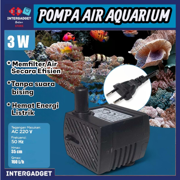 Pompa Air Mini Aquarium Ikan Submersible Pump Fish Tank 220V
