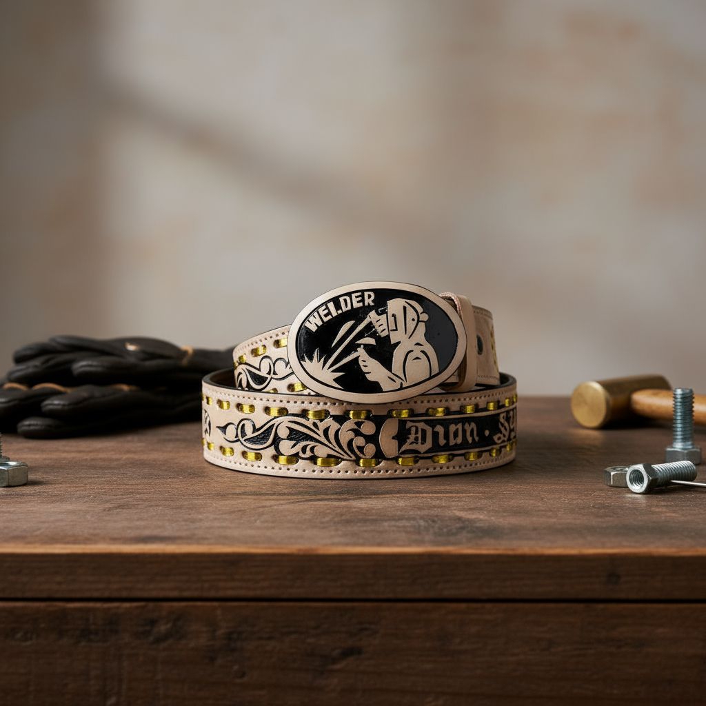 ikat pinggang kulit ukir batik prada warna cream list emas