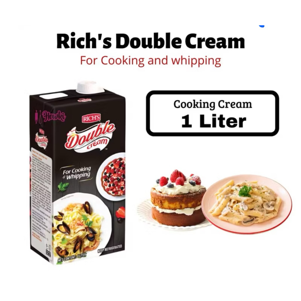 

RICH DOUBLE CREAM 1 LITER/ krim masak serbaguna dari Rich Products yang memiliki tekstur kental, creamy, dan rasa netral, serta tahan terhadap panas dan asam