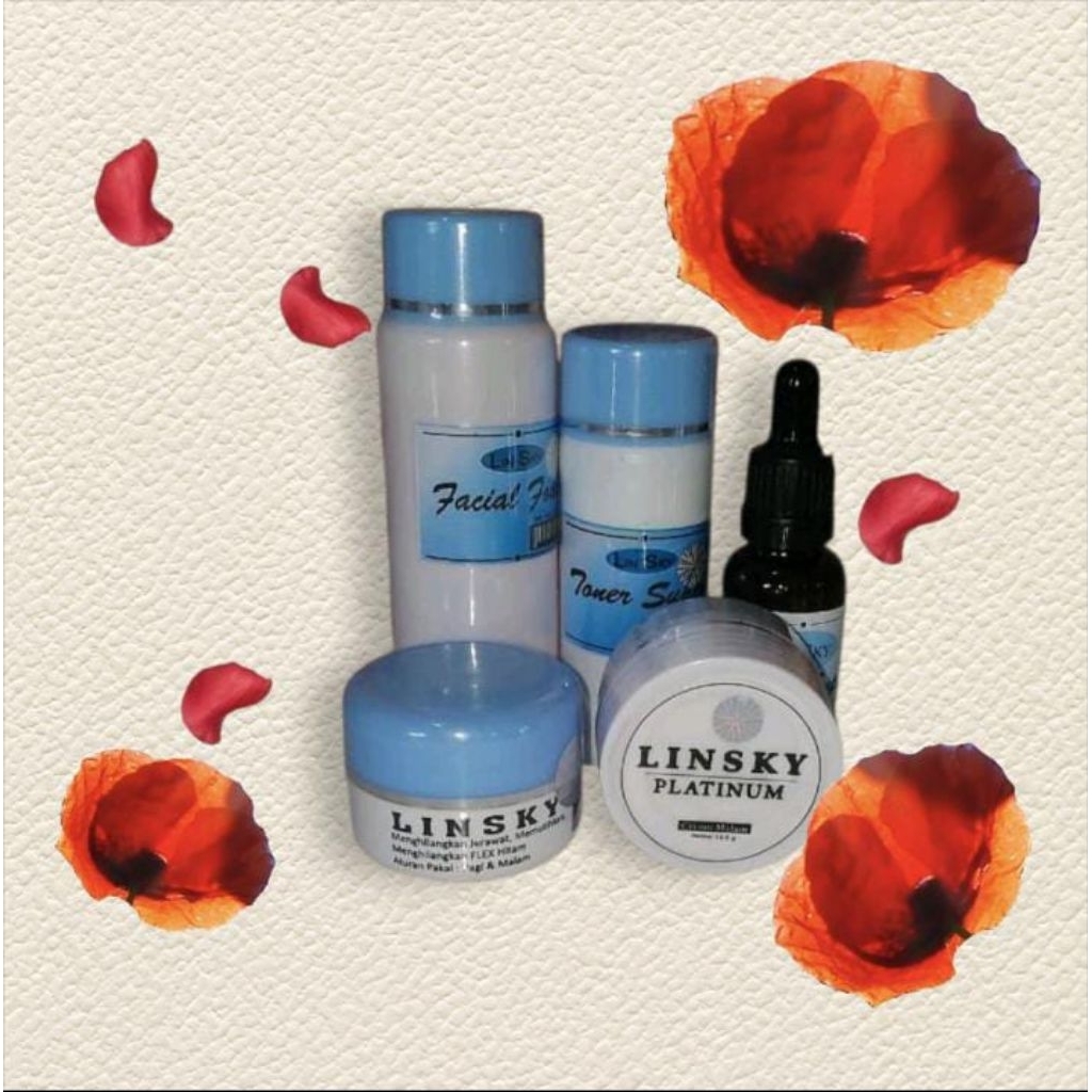 LINSKY CREAM LINSKY BIRU 1 Paket Lengkap 5in1 untuk Menghilangkan Flek Hitam di Wajah Facial Serum &